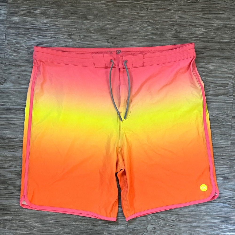 Outerknown Mens Sunset Ombre Board Shorts Pink Orange Yellow Size 38
